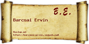 Barcsai Ervin névjegykártya